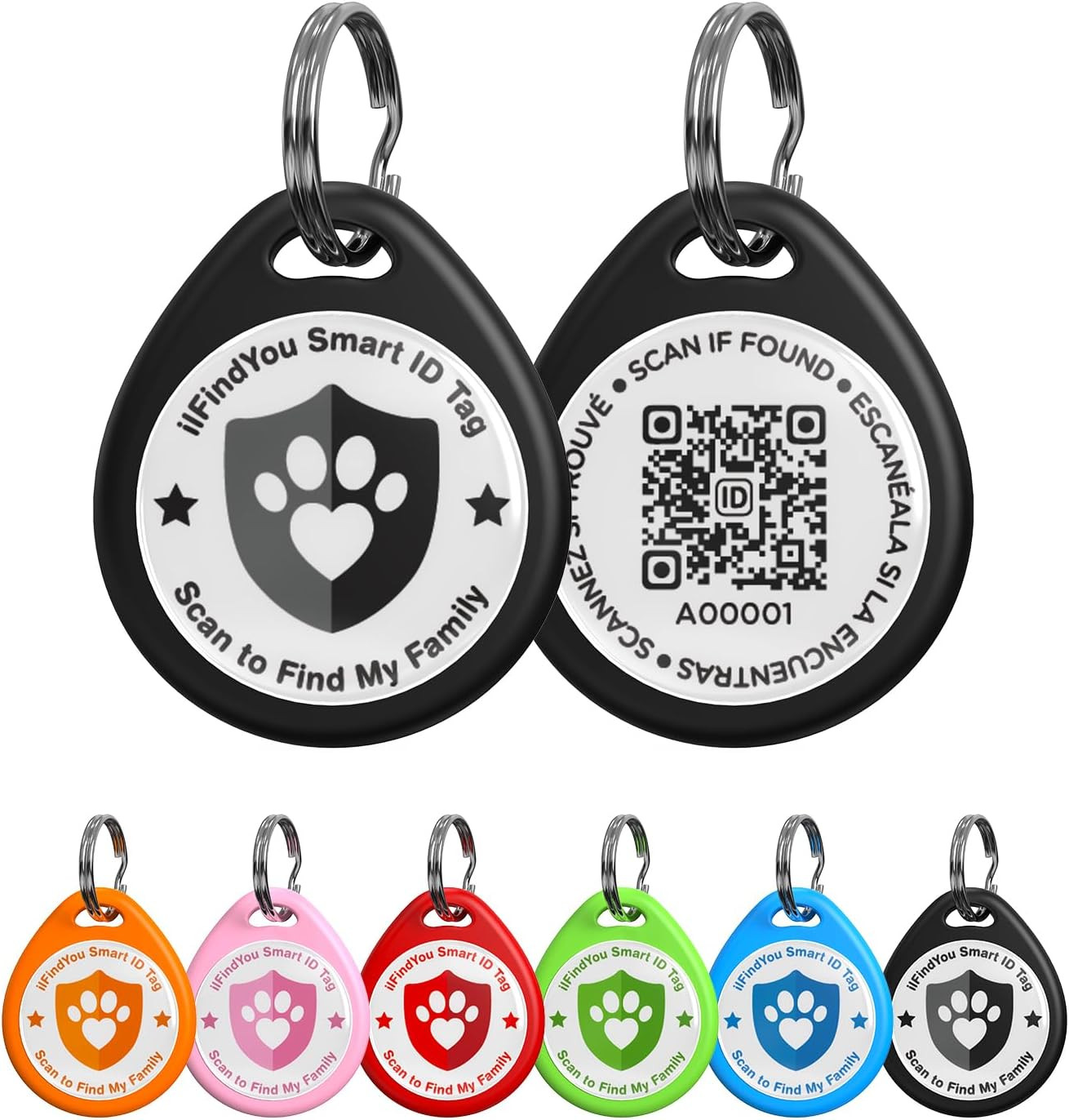 Dog Tags Personalized, QR Code Pet ID Tags for Dog Collar, Online Profile, Scan