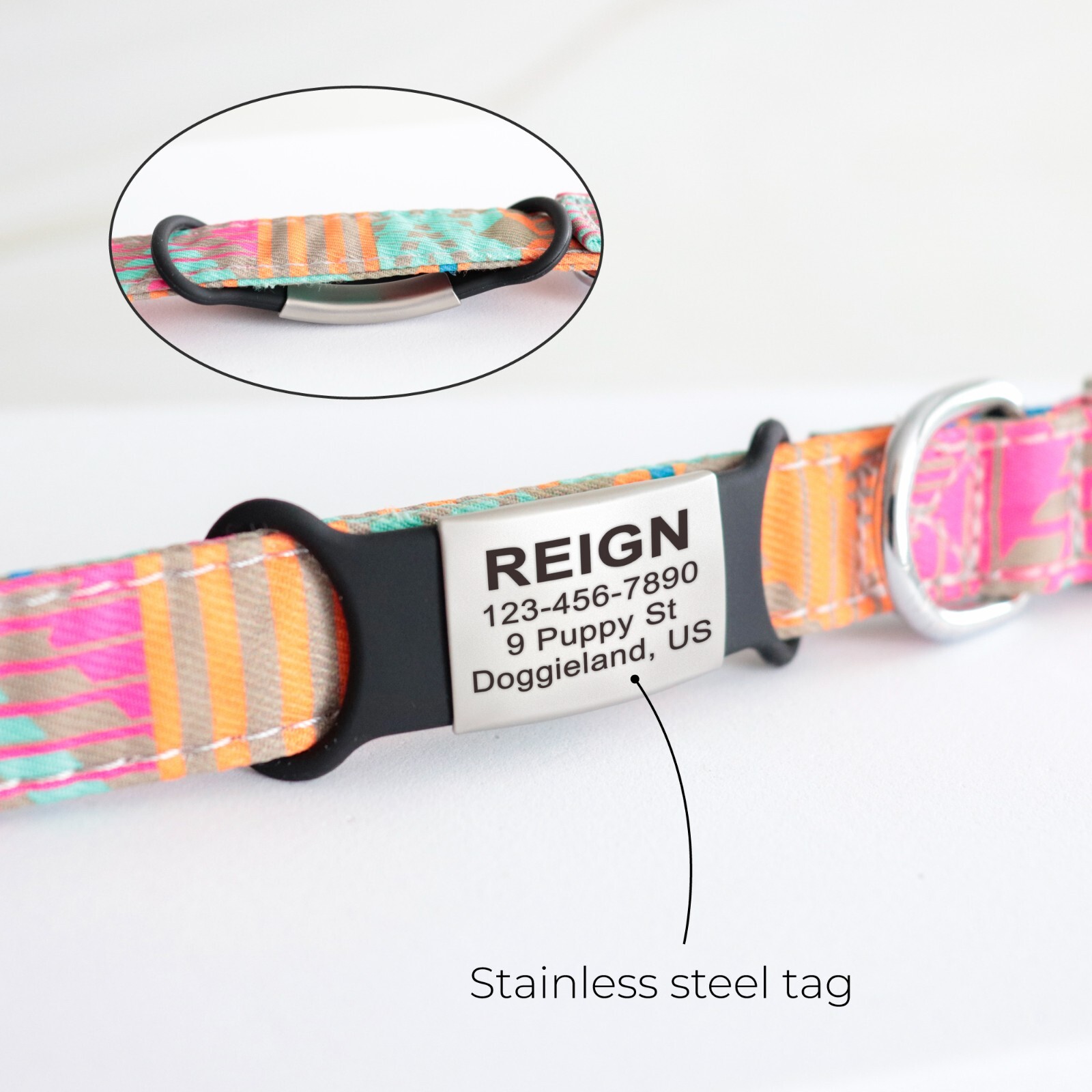 Dog ID Tags Personalized Engraved Slide on No Noise Name Collar Tag for Pets Cat