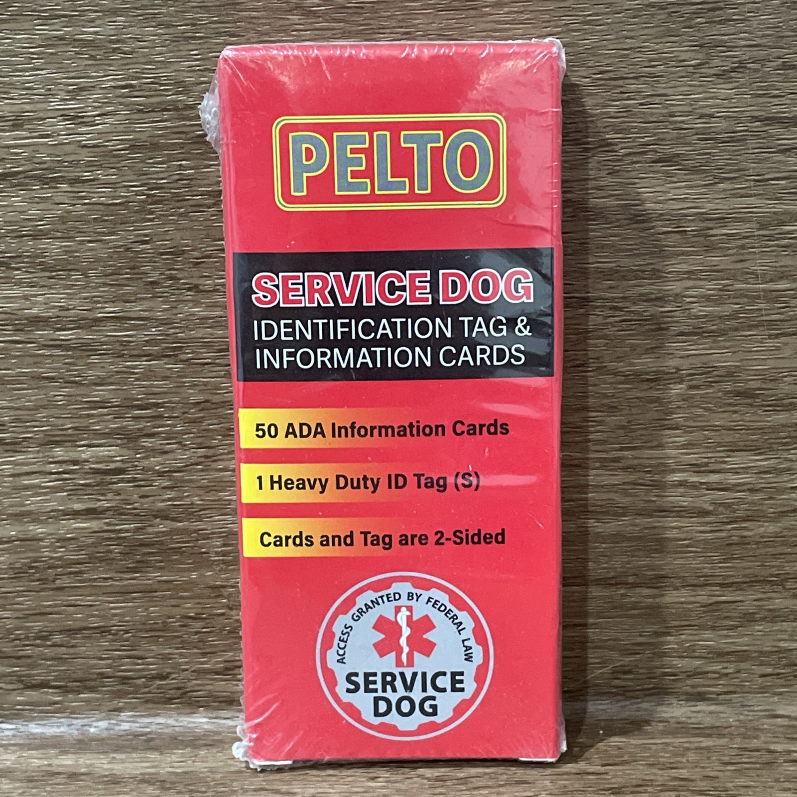 Pelto Service Dog ID Tag + 50 ADA Information Cards