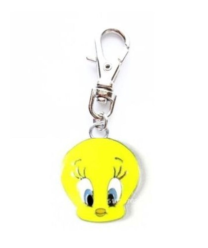 TWEETY BIRD CHARM ZIPPER PULL PURSE WALLET BACKPACK OR DOG CAT COLLAR JEWELRY