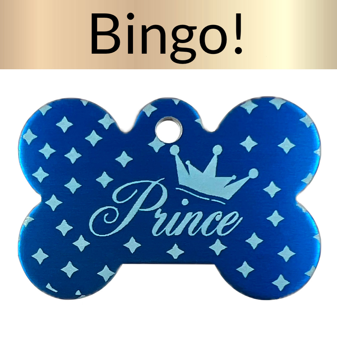 Custom Engraved Dog Tags Personalized Dog Collar Pet Tags Engraved BLUE PRINCE