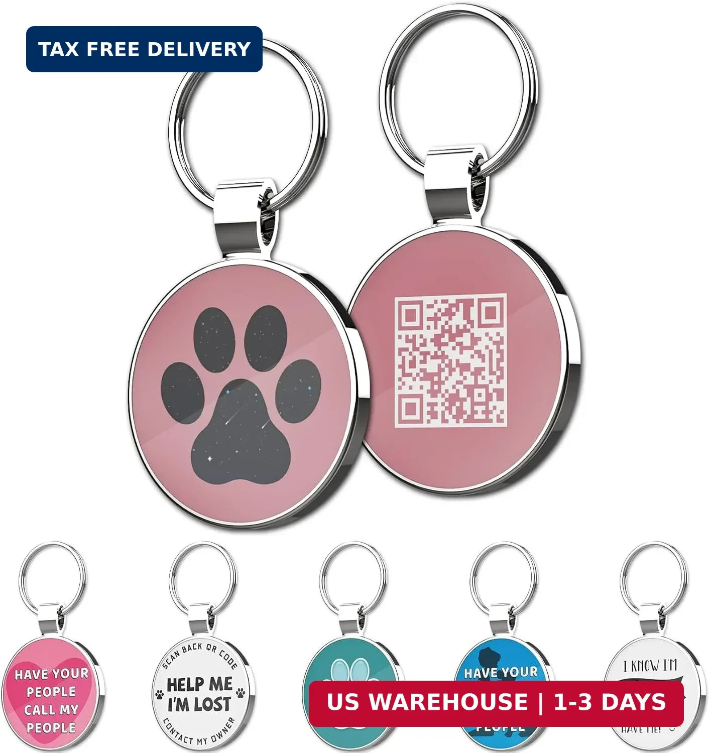 Personalized Dog & Cat Collar Tag QR Code Pet ID