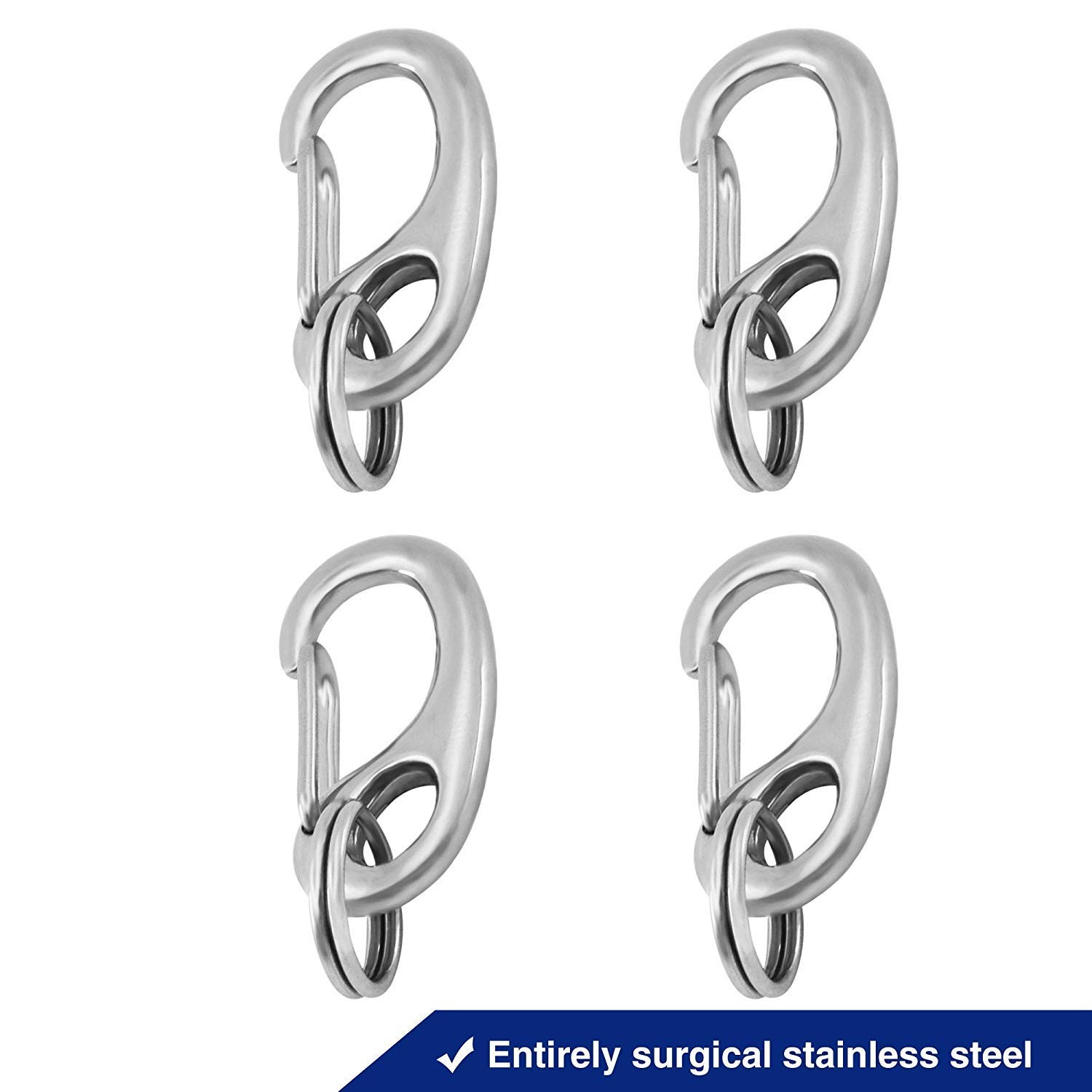 4 PCS Dog Tag Quick Clip Combos Stainless Steel Standard Pet Tag Clips
