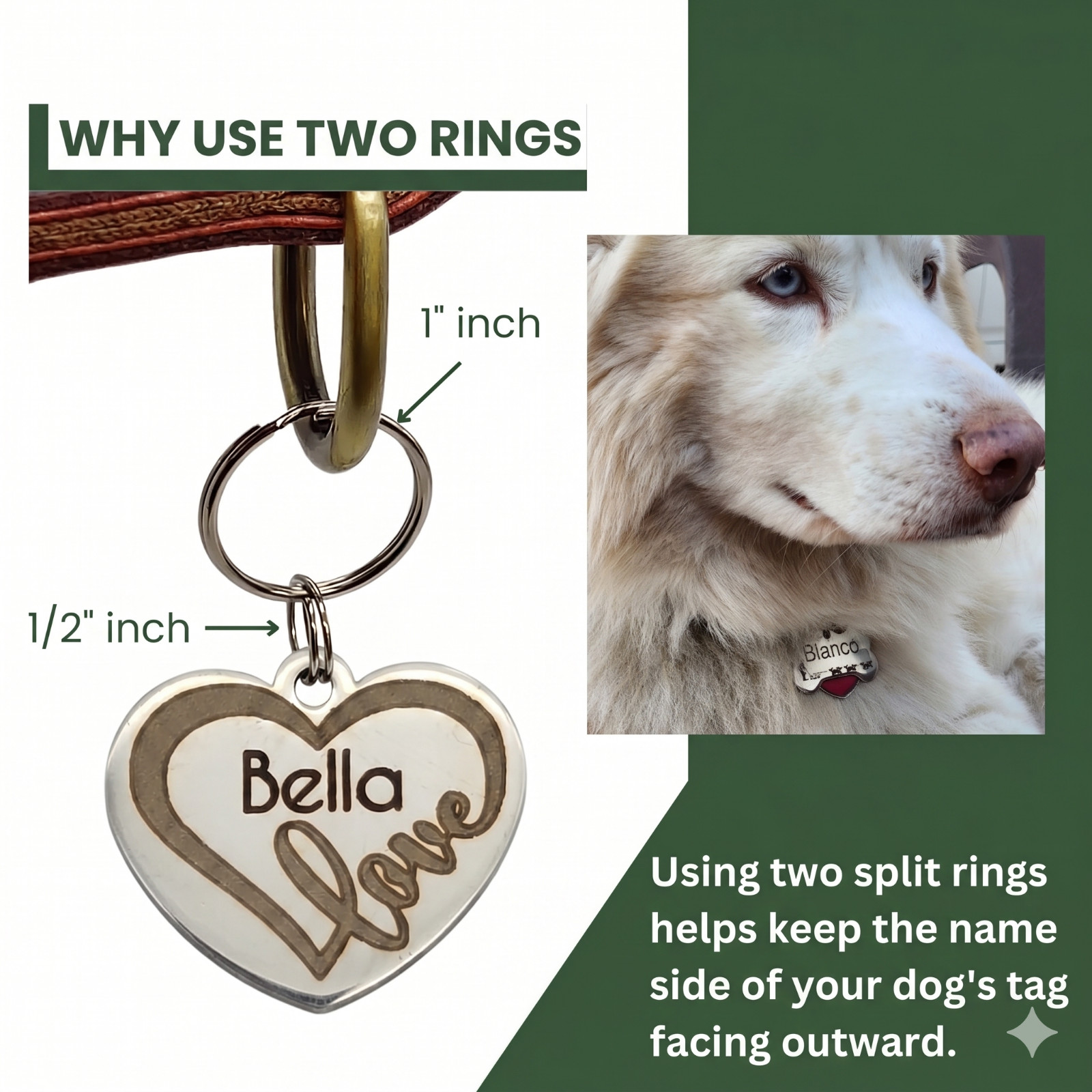 Deep Engraved Heart Honey Pet ID Stainless Steel Dog Tag Lifetime Warranty *