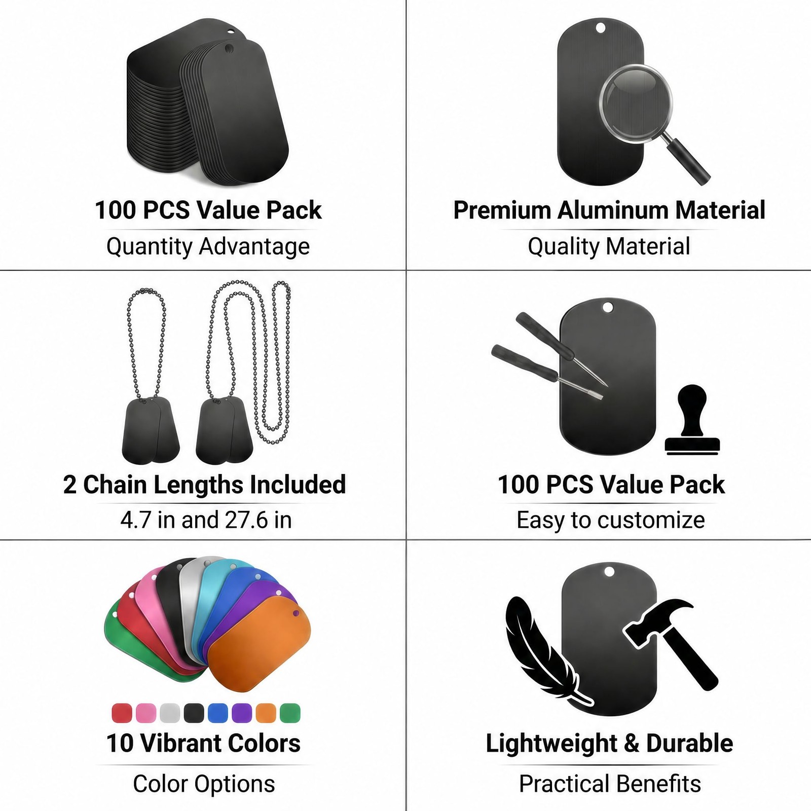 200Pcs Military Dog Tag Set 100pcs Personalized Dog Tags Aluminum Blank for E…