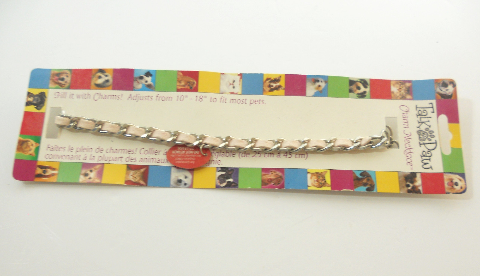 Talk to the Paw Dog Charm Necklace Silver Tone Pink Suede 10 – 18 inches New