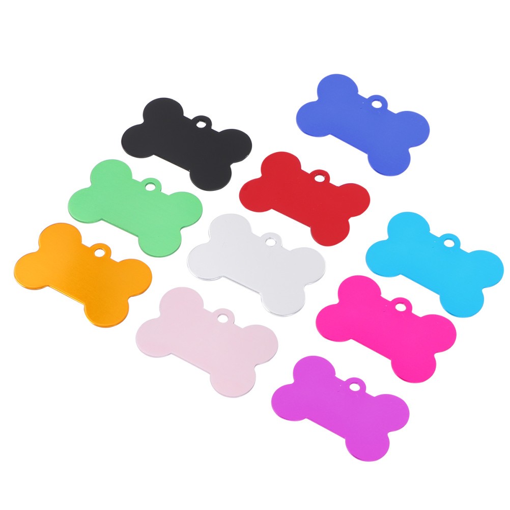 10Pcs Pet Id Tags Dog Tags Bone Design Aluminum Colors Durable Scratch Resistant