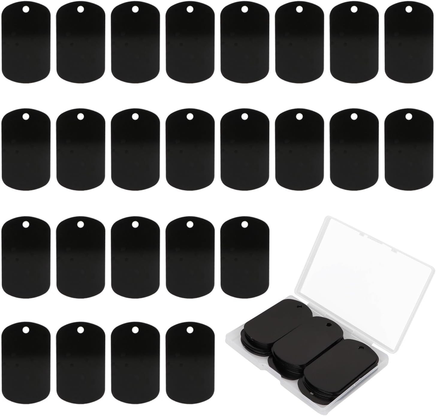 25 Pcs Aluminum Tags for Engraving,Rectangle Stamping Blanks Tags,Black Milit…