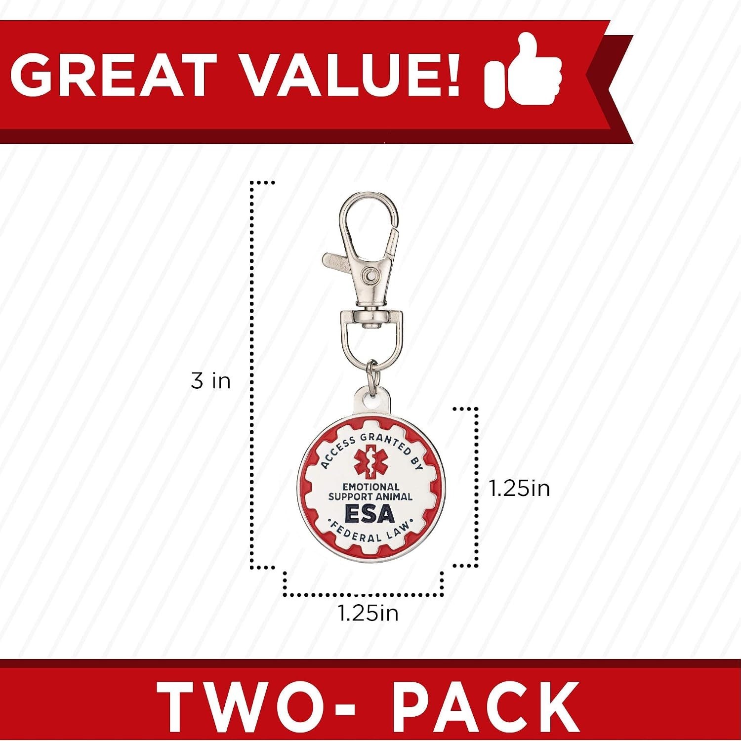 Stainless Steel Emotional Support Dog Tags, 1.25-Inch, Double-Sided