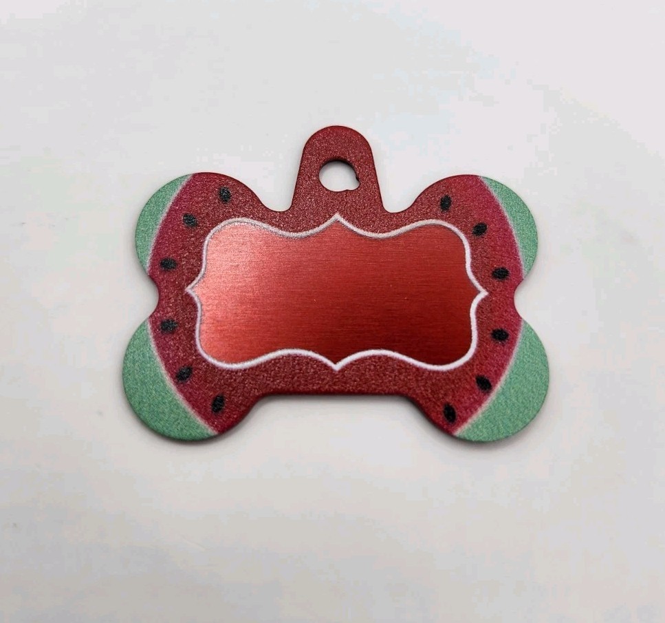 Dog Tag Works Custom Watermelon Bone Engravable New Pet Collar Charm Keychain
