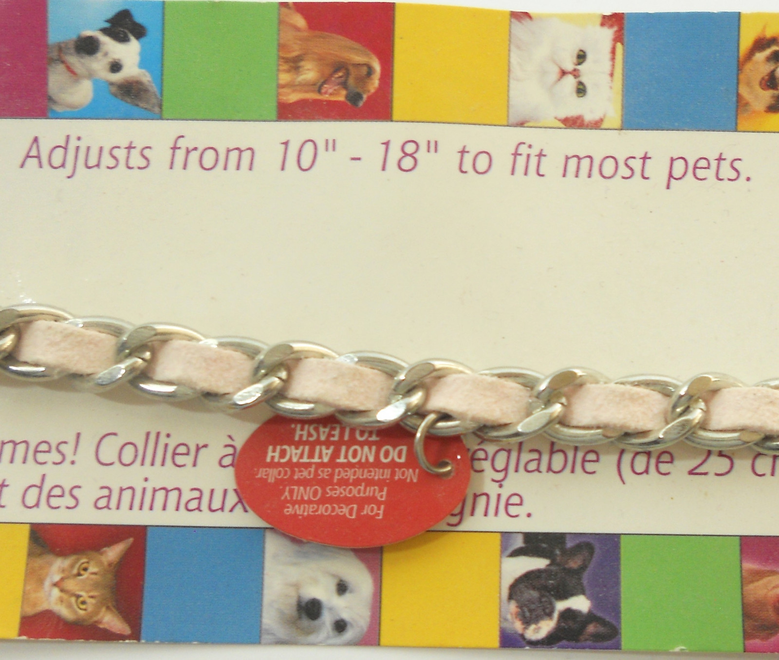 Talk to the Paw Dog Charm Necklace Silver Tone Pink Suede 10 – 18 inches New