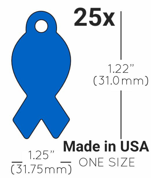 25x Anodized Aluminum Pet ID Tag Blank Ribbon Blue Made in USA (Lead Free)