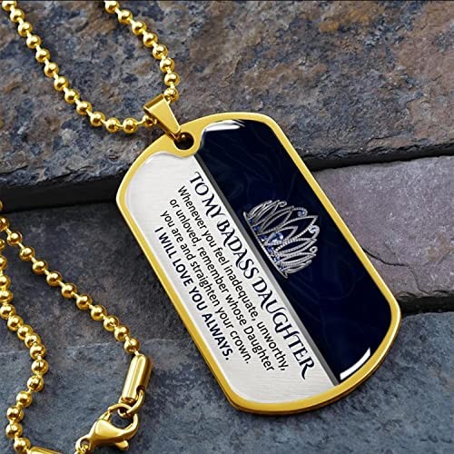 To my badass Son Daughter Necklace, Straighten NE-Gold To my badass Daughter