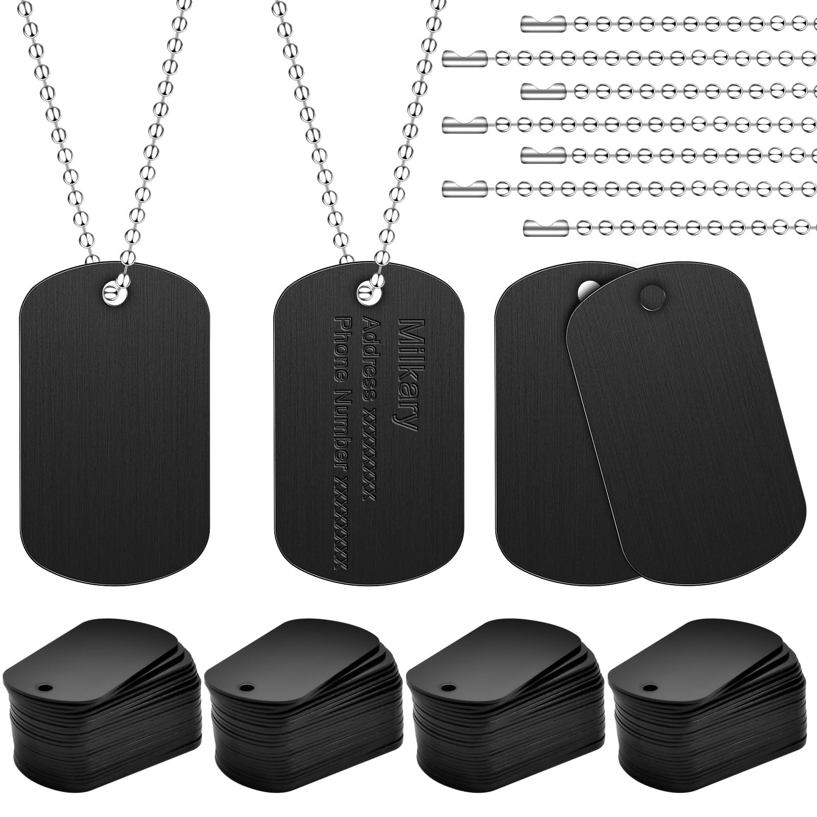 200Pcs Military Dog Tags Set – Blank Metal Stamping Tags + Steel Chains for DIY