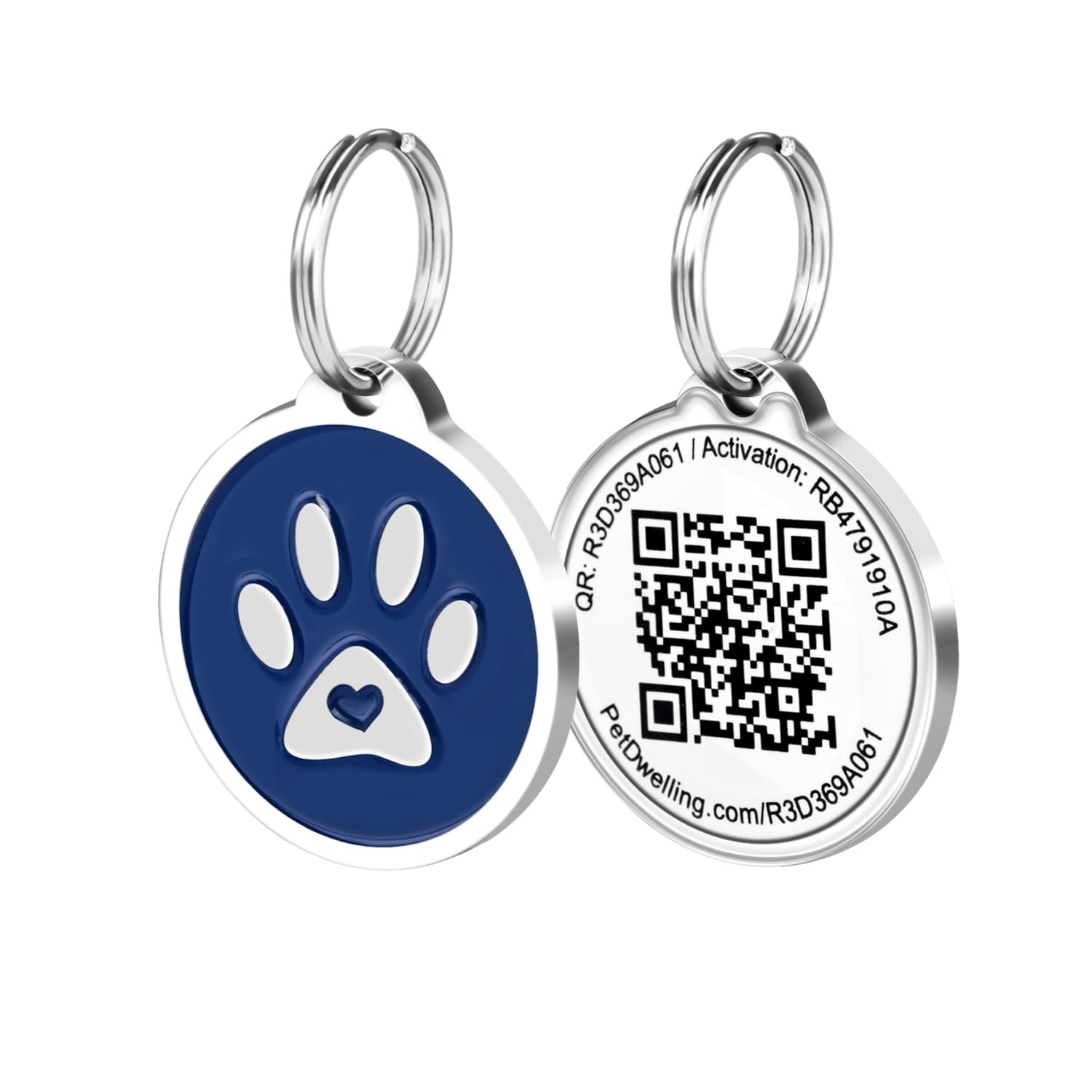 Blue Paw QR Pet Tag with Free Profile and Instant Scan Alerts Waterproof Durable