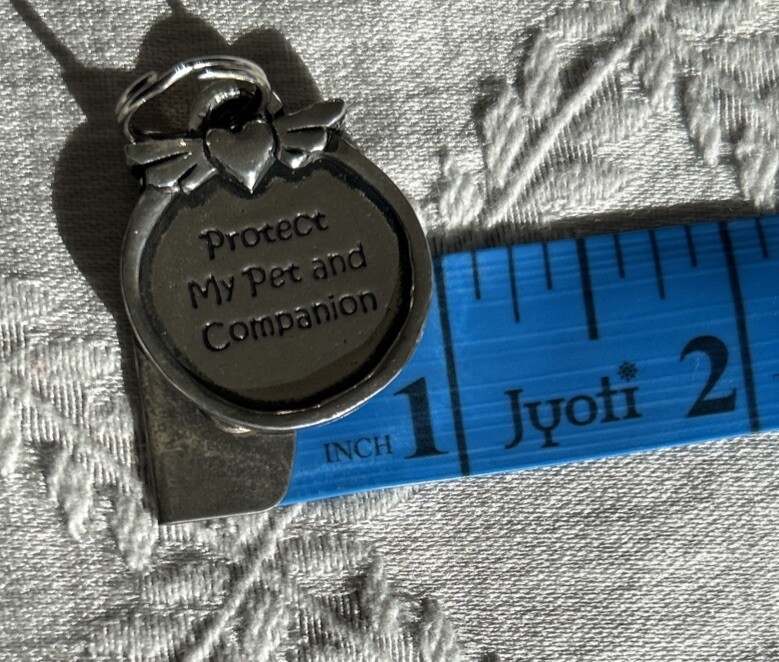 Handcrafted Pewter Dog Collar Tag ~ Protect My Pet and Companion ~ Basic Spirit