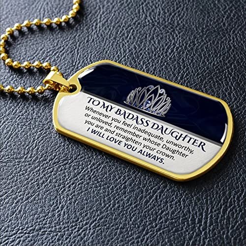 To my badass Son Daughter Necklace, Straighten NE-Gold To my badass Daughter