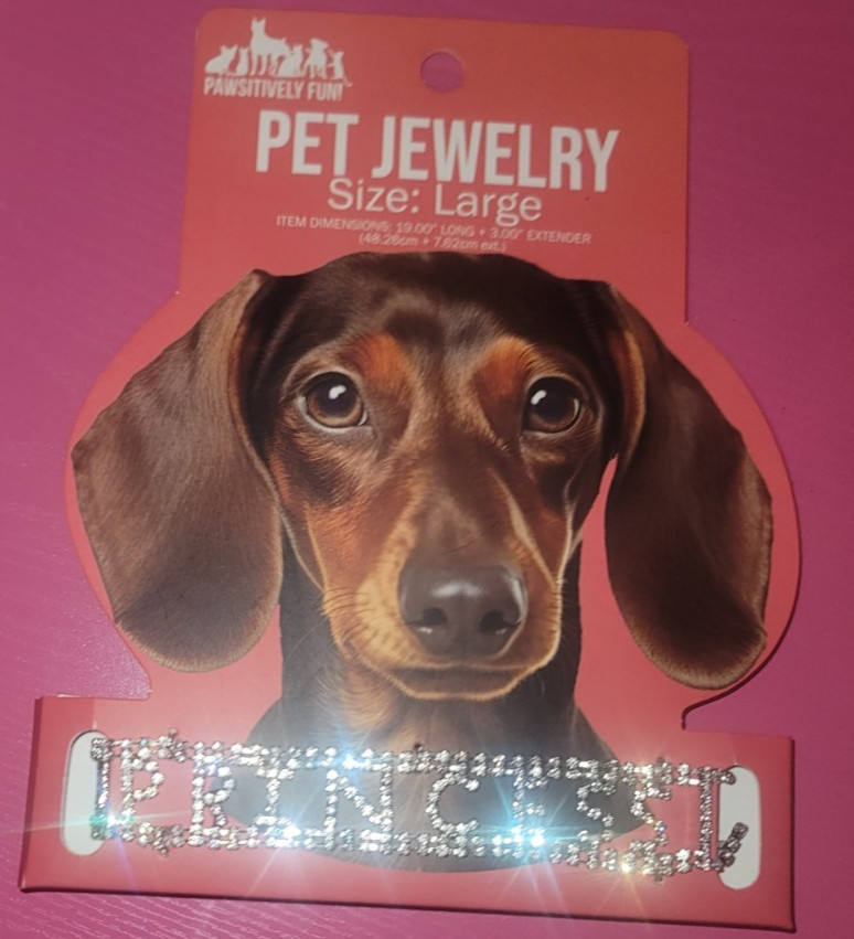 PAWSITIVELY FUN PET JEWELRY SIZE LARGE “PRINCESS” RHINESTONE NECKLACE DOG