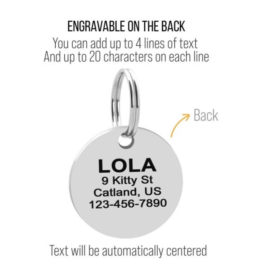 Personalized Cat ID Tag Small Custom Engraved Pet ID Tag Cat Collars Cat shape