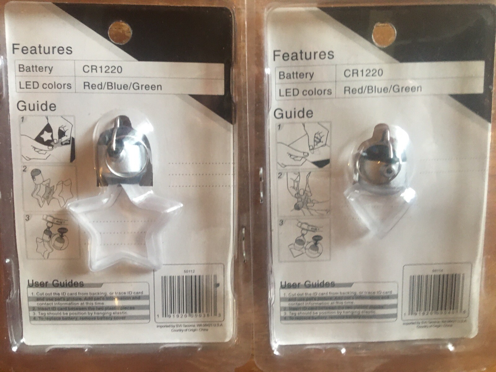 Flashing Small Diamond & Pentacle ID Tags Specialties #2 Set New Sealed!