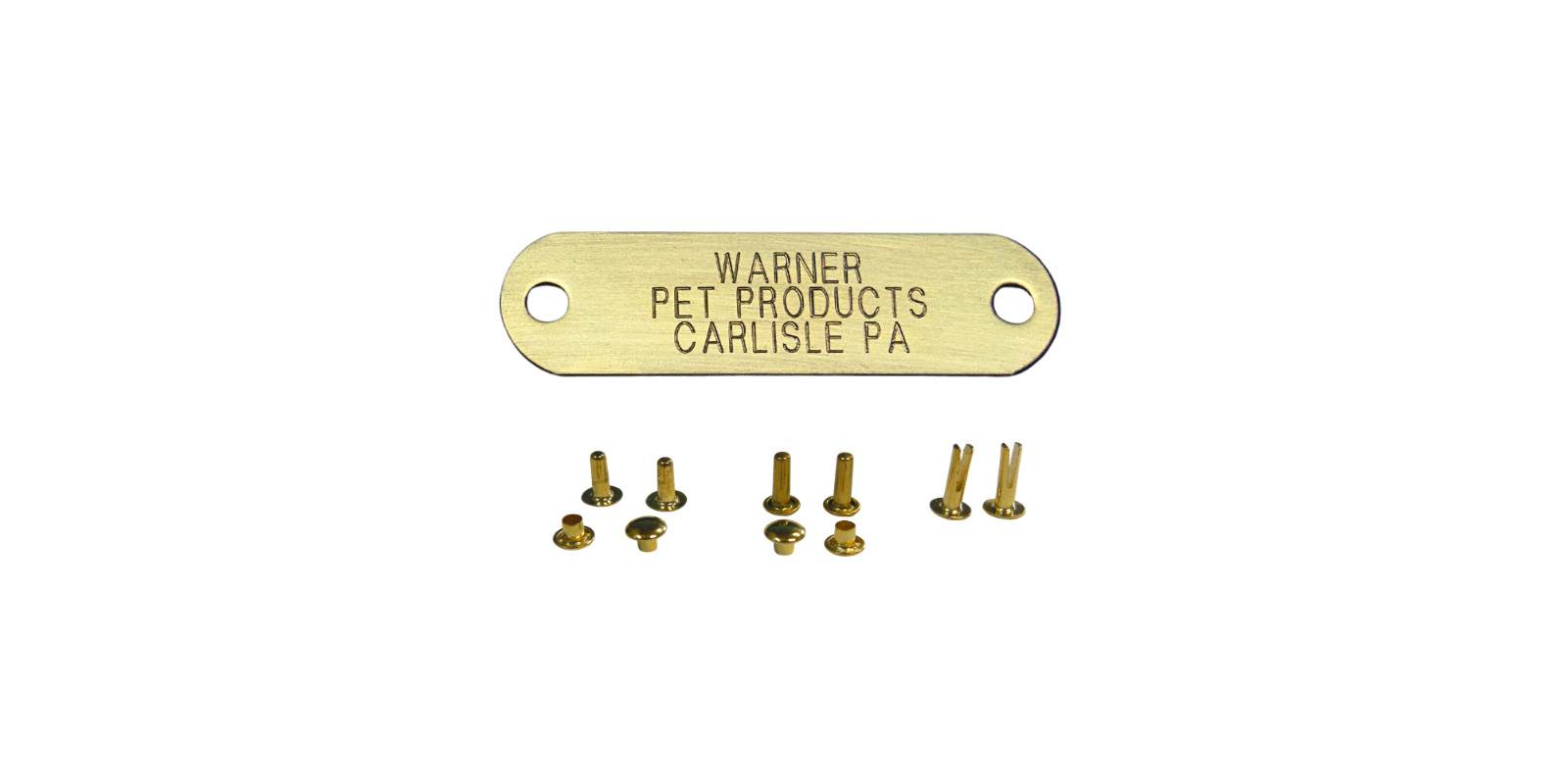 WARNER BRASS DOG TAG FOR DOG COLLAR with 3 SET OF RIVET * BRASS PET ID TAG