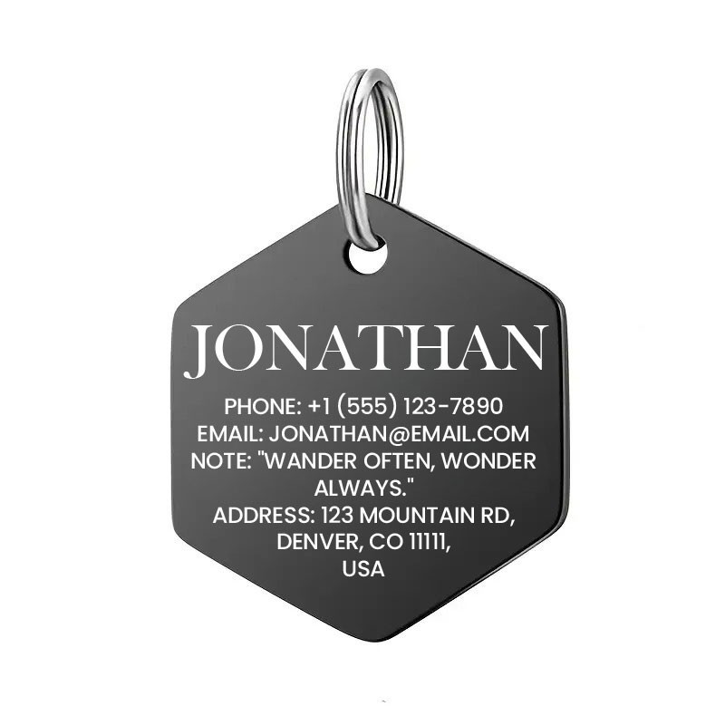 Personalized Hex Stainless Steel Dog Tag Pet Tag Placa de Identificación Perro