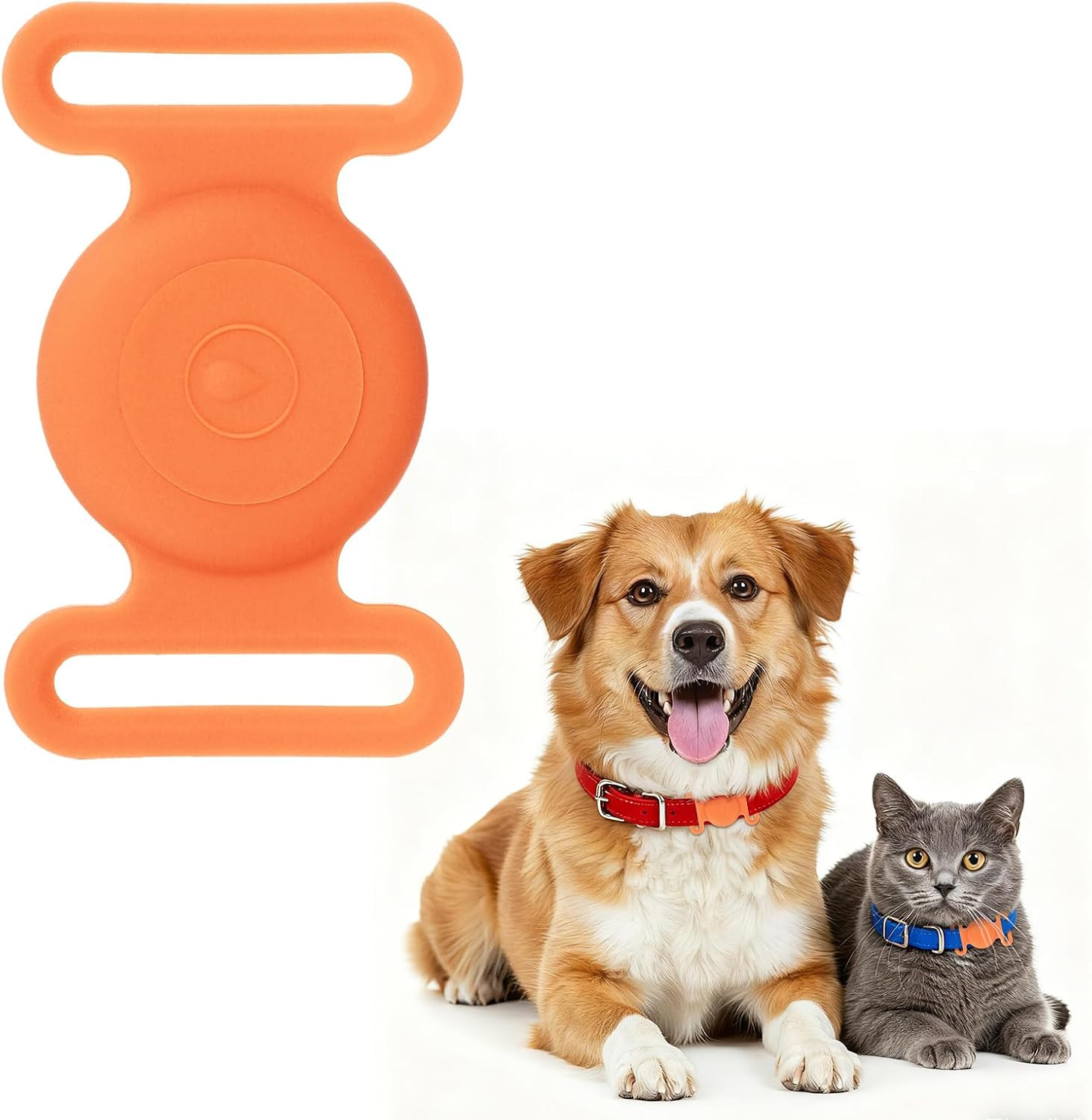 Dog Collar Tag, Dog Tracker Holder Silicone Tag Protective Case Waterproof Cat C