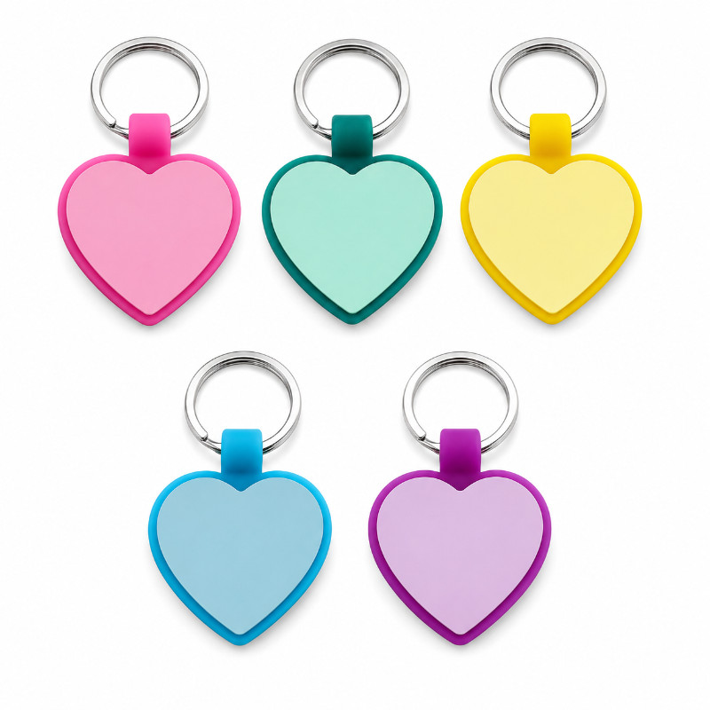 Personalized Heart Silicone Pet ID Tag Custom Engraved Dog Cat Name Tag