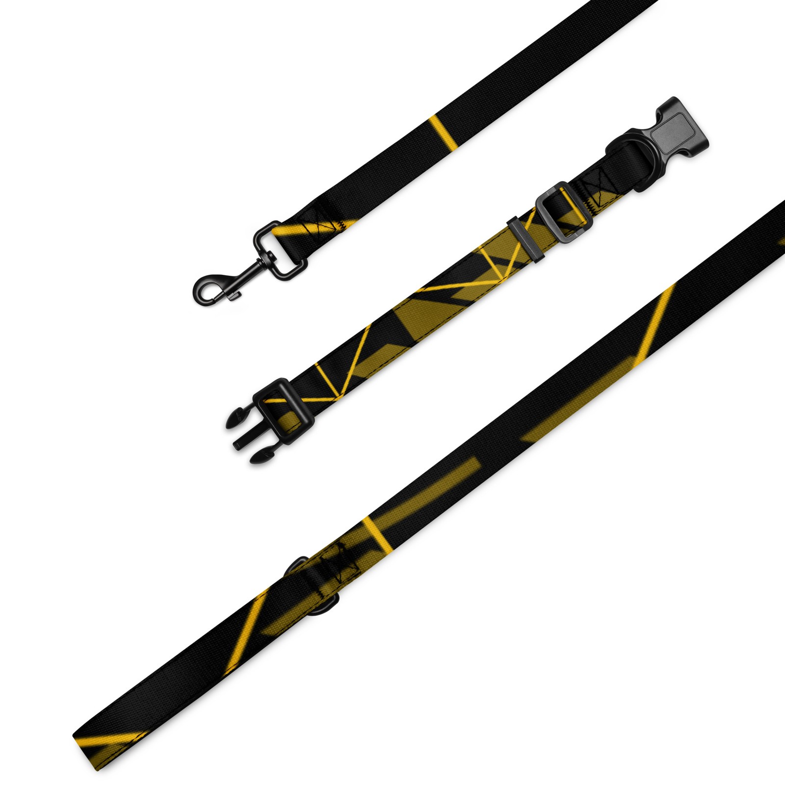 Pet collar & leash – Black & Gold