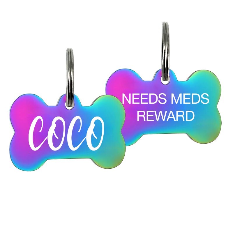 Personalized Bone Dog Tag w/ Charm Pet ID | Custom Engraved USA