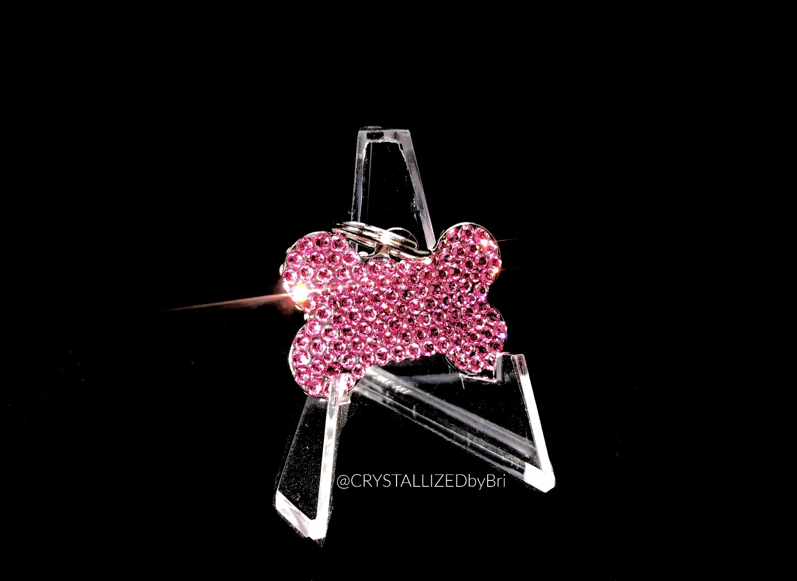 Custom Bling Dog Tag AUSTRIAN CRYSTALS Bedazzled Personalized Pet Name ID Collar
