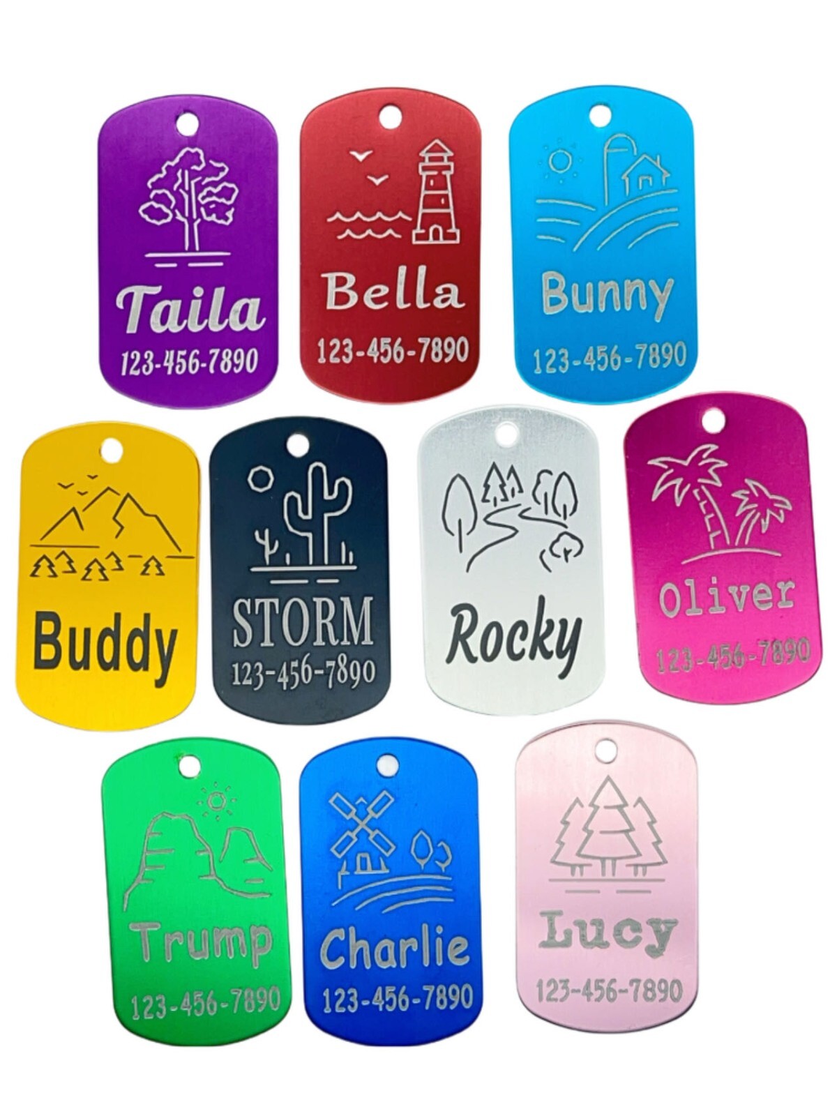 Pawtographize Dog Cat ID Tags Personalized Pet Name Tags Engraved Customized