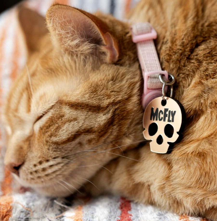 Copper Skull Personalized Dog Cat Pet ID Skull Charm Keychain Collar Human Tag