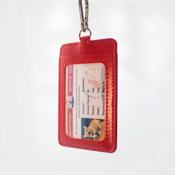 ID Holder For Assistant Animal | Carabiner Clip-On Dog Badge Pocket