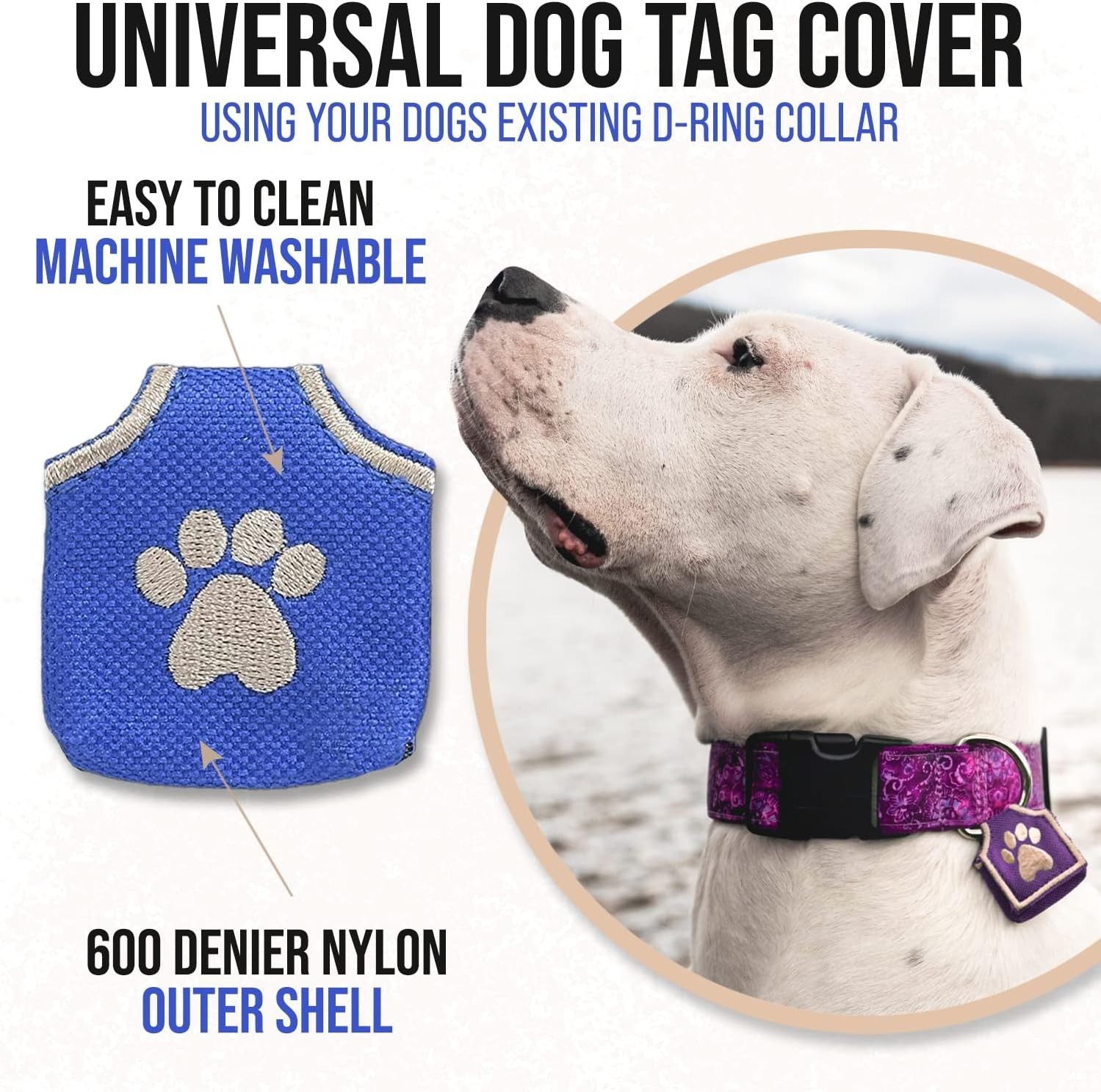 Dog Tag Silencer, Blue Pawprint – Quiet Noisy Pet Tags – Fits Up to Four Pet …