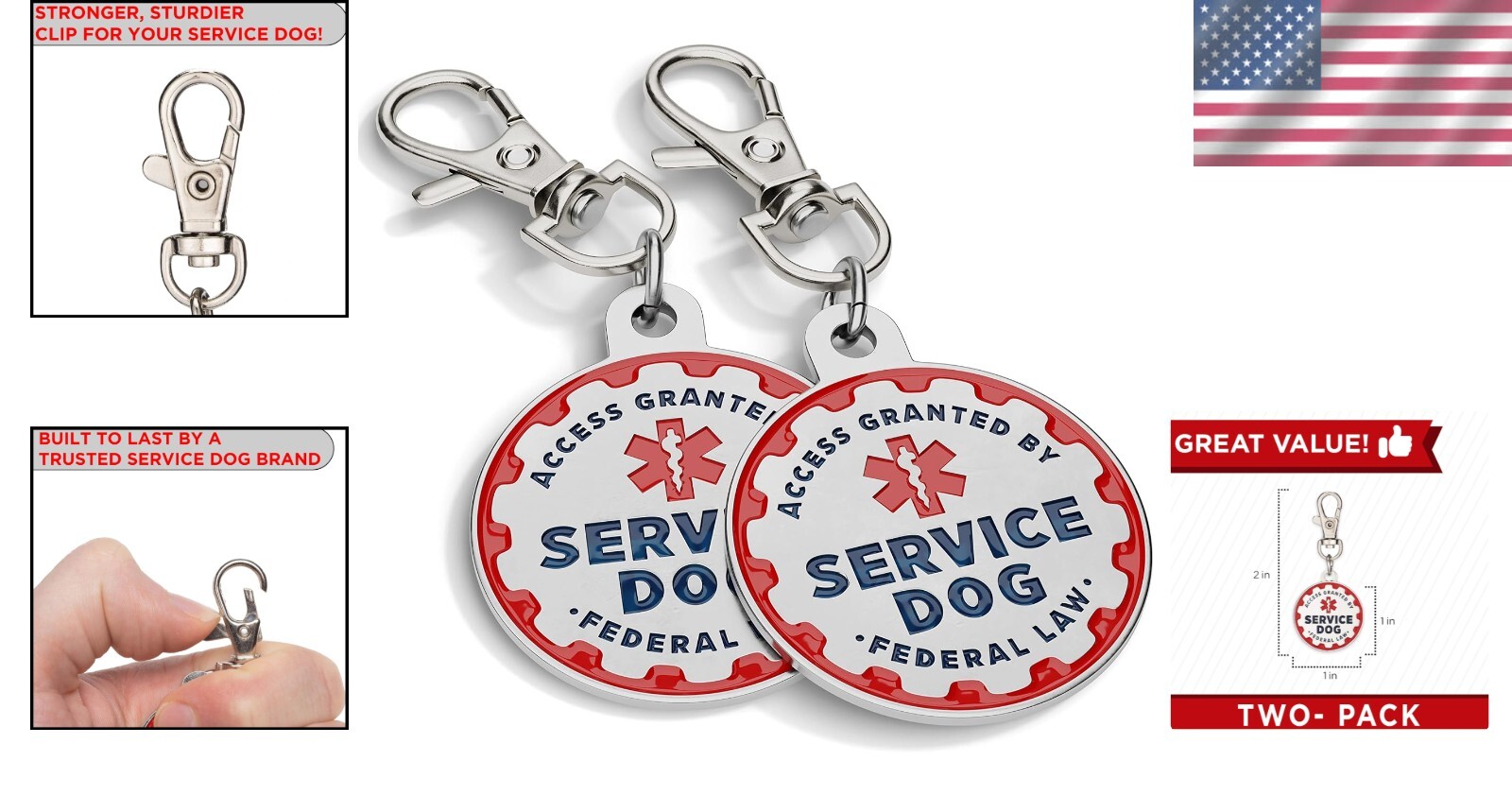 Premium Emotional Support Dog Tags – 2 Pack with Vibrant Colors, Small Dog Size