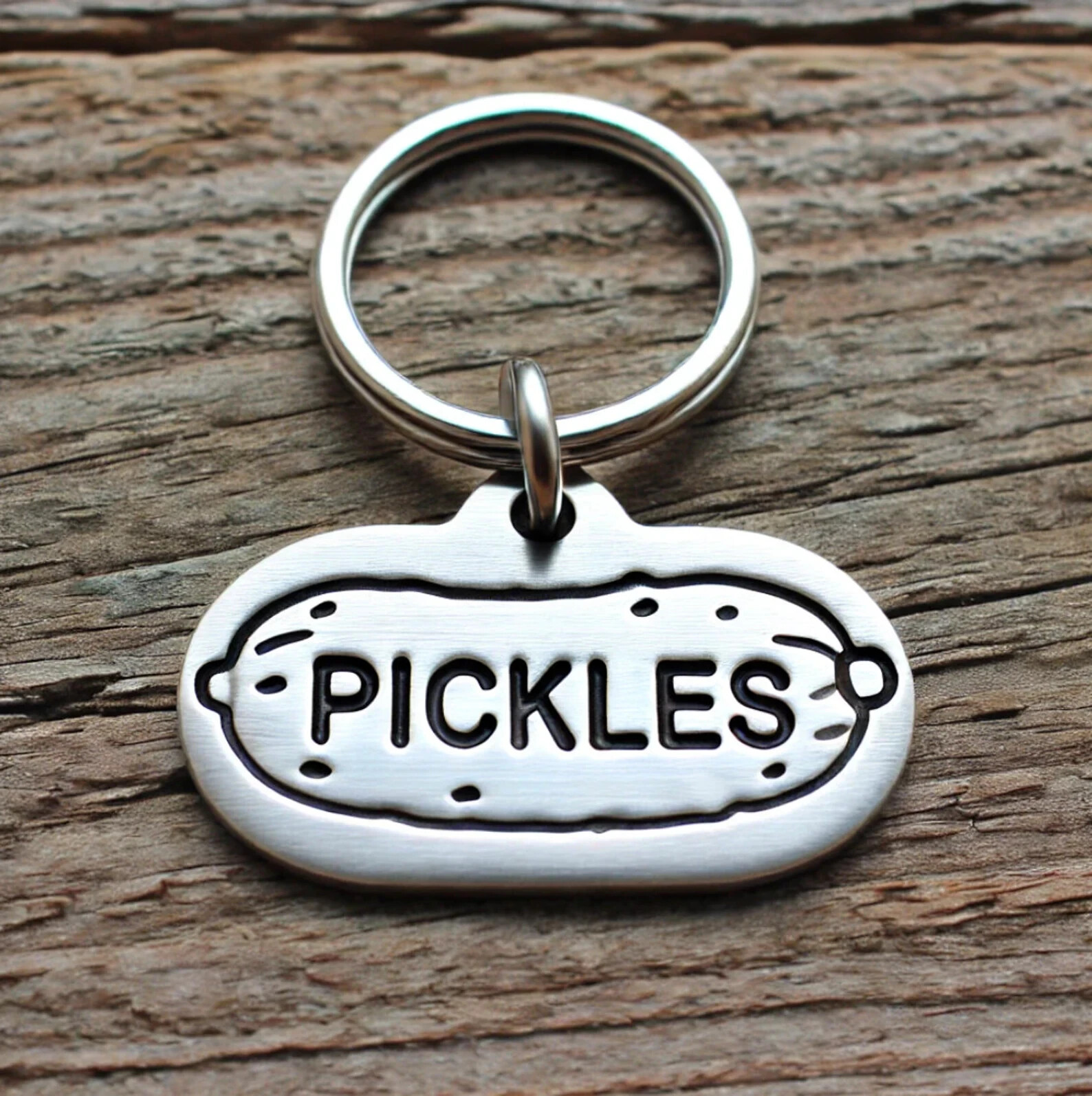 Pickle Shaped Pet ID Tag – Personalized Engraved Name Number – Unique Pet ID