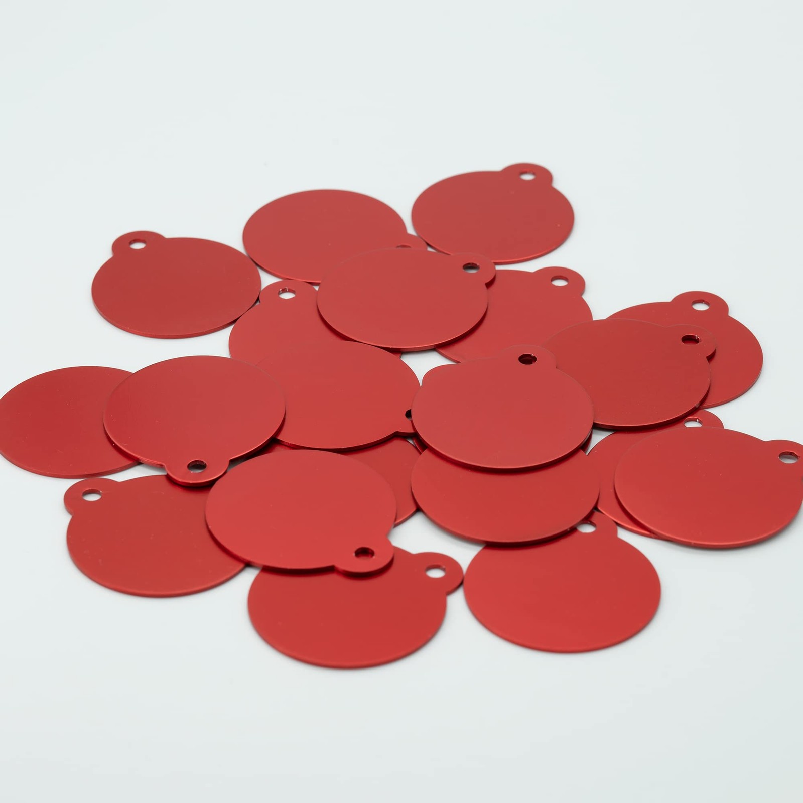 25 Pack Red Round Aluminum Laser Engraving Stamping Blanks Tags 1.24″ Gear