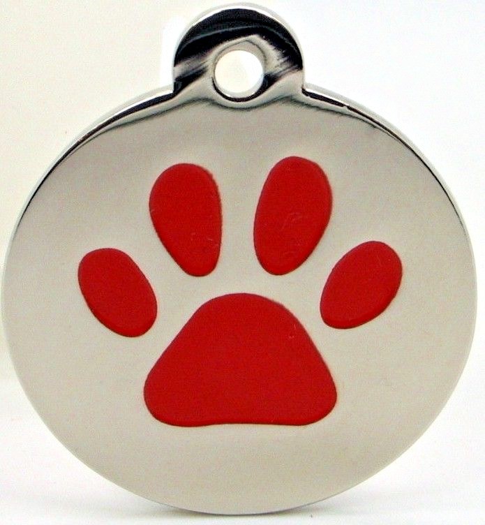 Pet Tags ~ Large & Small Silver Paw Print Engraved Pet Tags