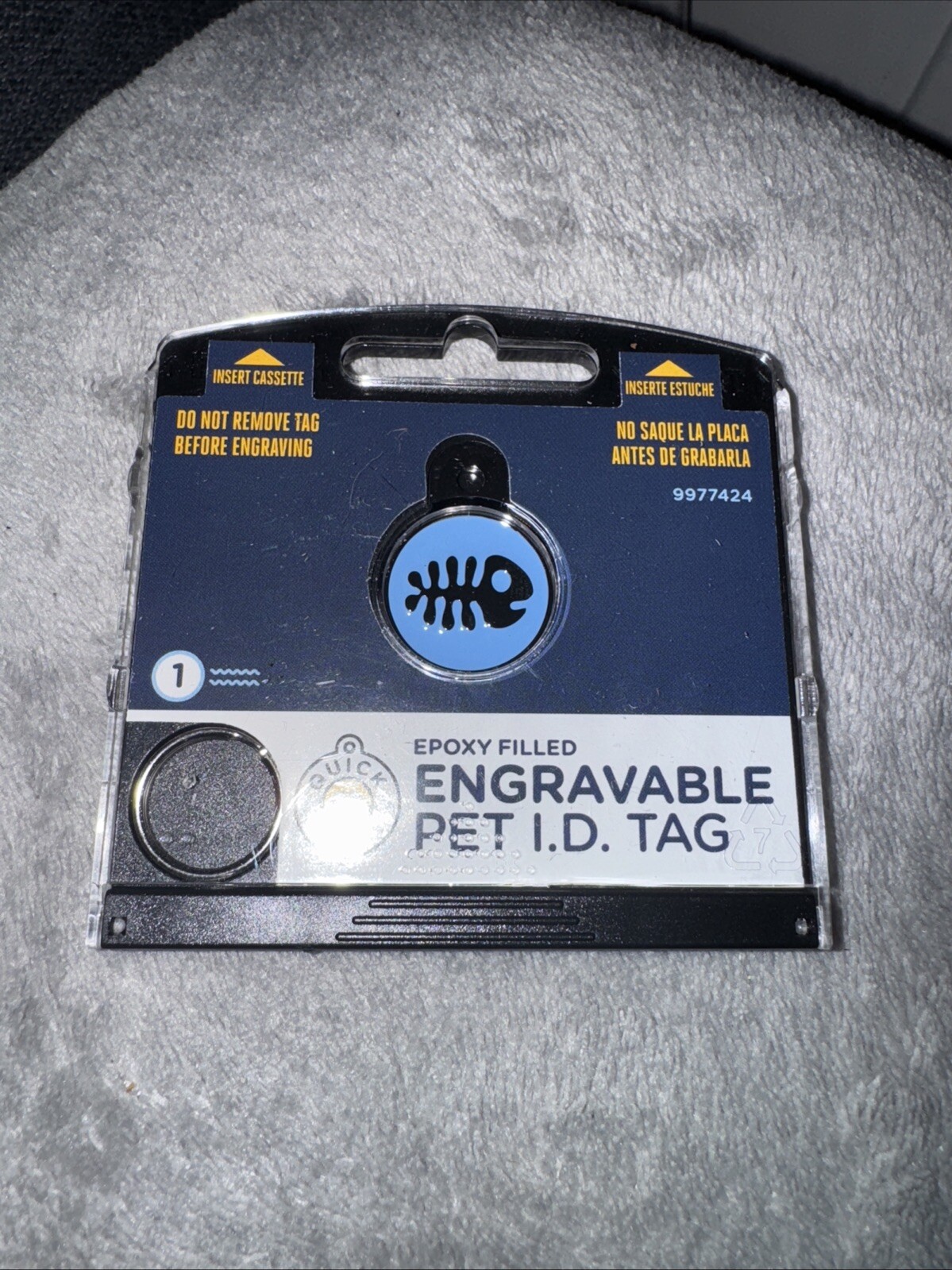 Epoxy Filled ENGRAVABLE PET I.D. TAG – BLUE FISH BONE