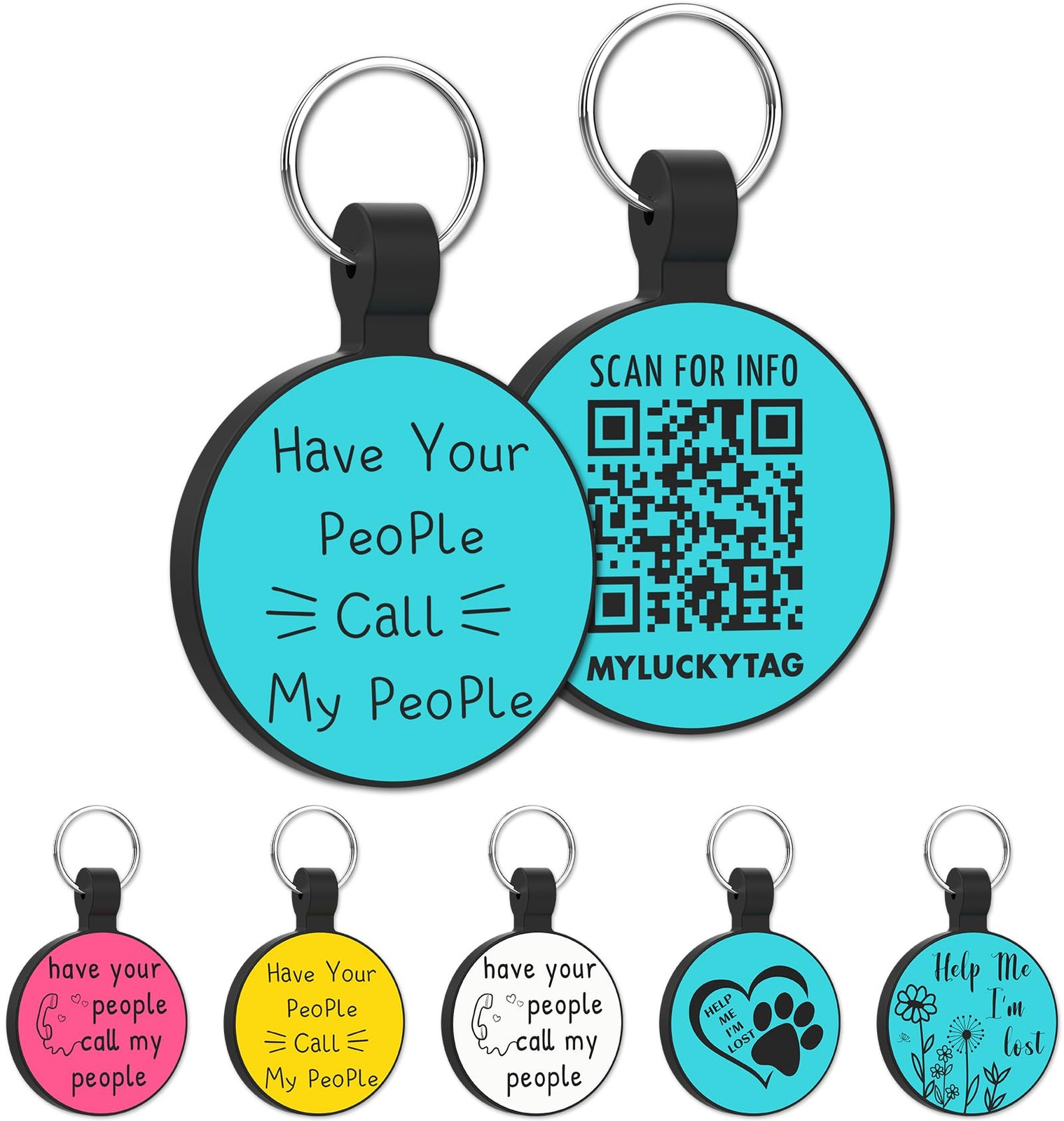 QR Code Dog Cat Silicone Digital ID Tag Online Pet Profile Location Alert