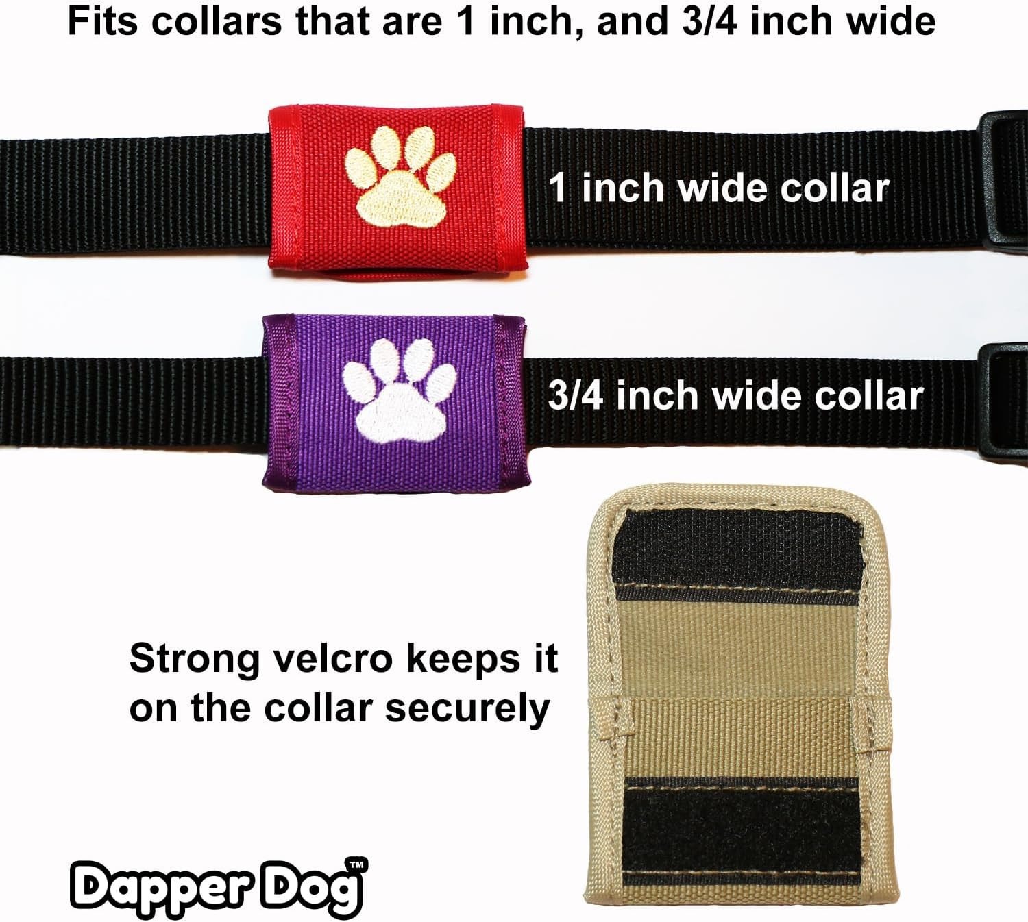 Dapper Dog Pet Tag Silencer Ballistic Nylon Black Quiet Collar Accessories