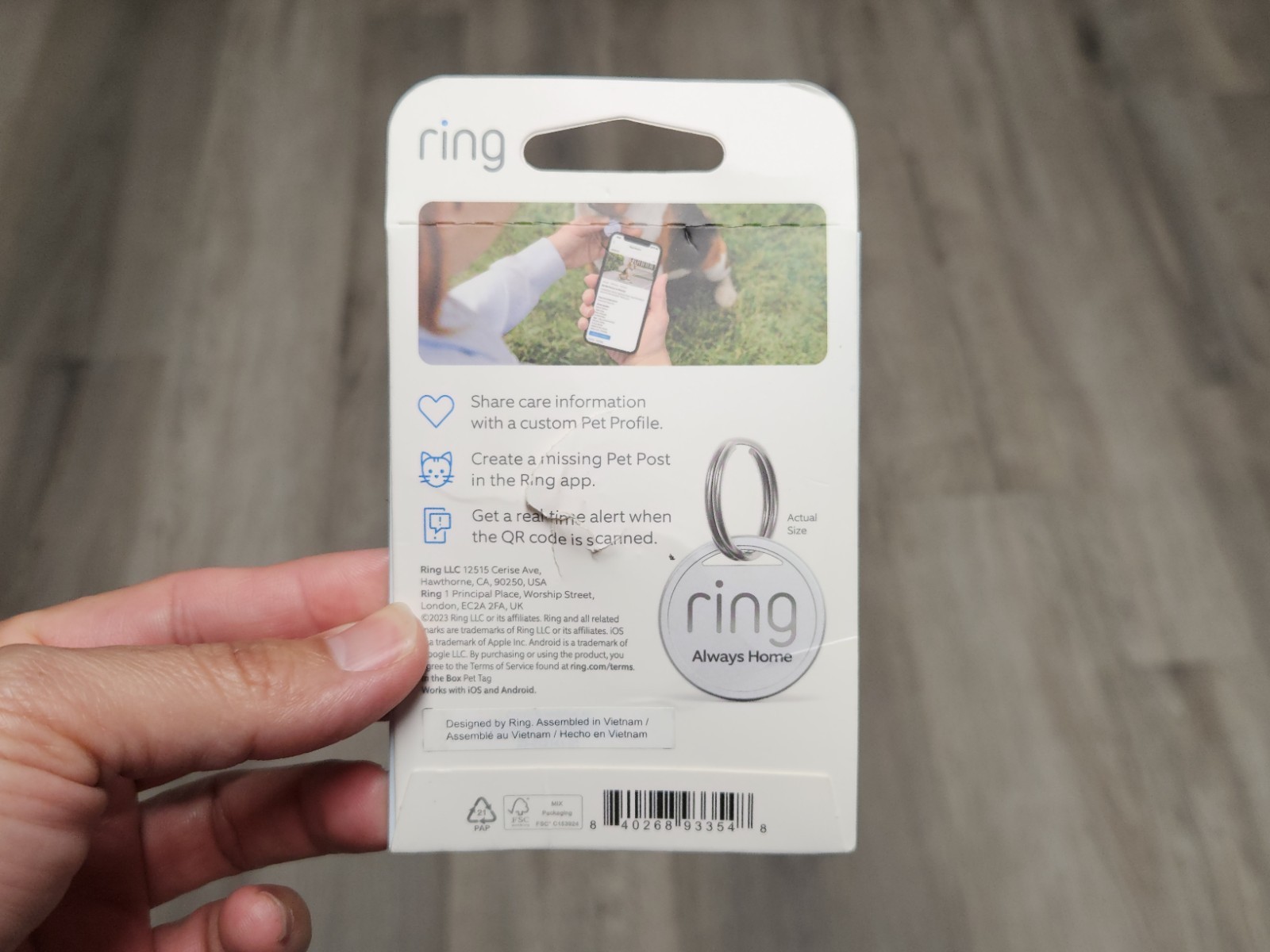 Ring Pet Tag (With QR Code) Smart Protection – With Real-Time-Scan Alerts – New