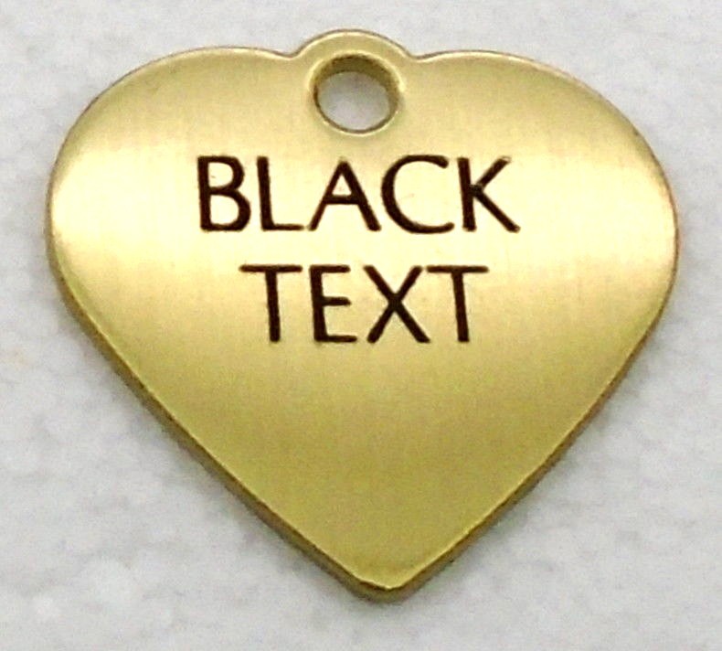Pet Tags ~ Brass Bones, Discs & Hearts Pet Tags with Black Text pet id