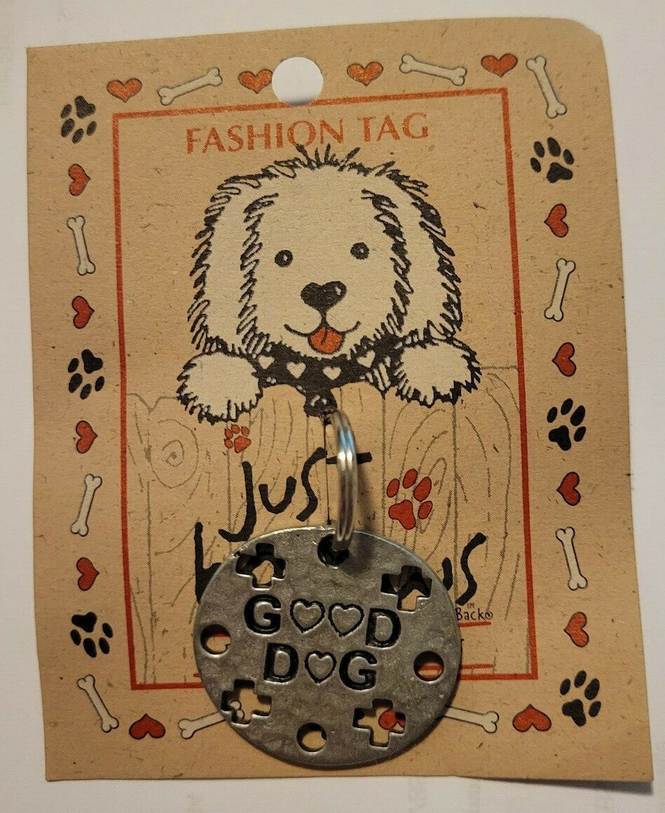 VINTAGE DOG COLLAR PEWTER TAG “GOOD DOG” NEW CARDED JUST BEPAWS