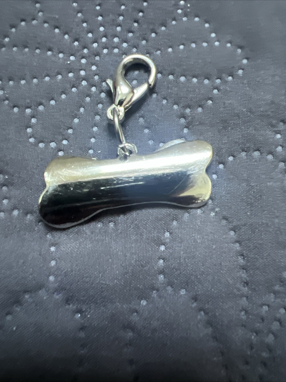 Blue Bone Crystal Dog or Cat Collar Charm, Zipper Pull, Purse Charm Pet Lovers