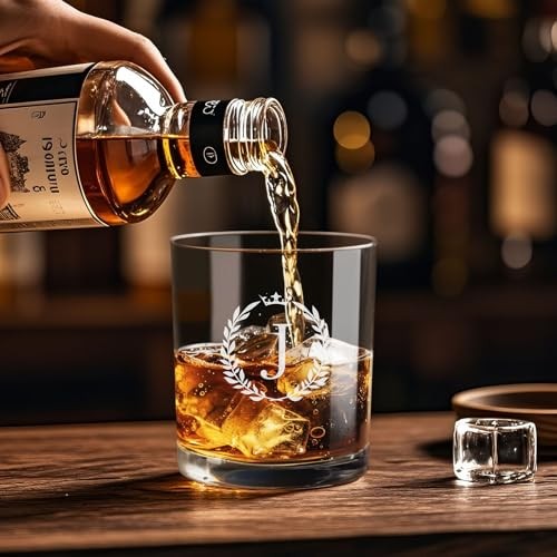 Fathers Day Gift for Dad Husband Grandpa, Personalized Whiskey Glasses Gifts J