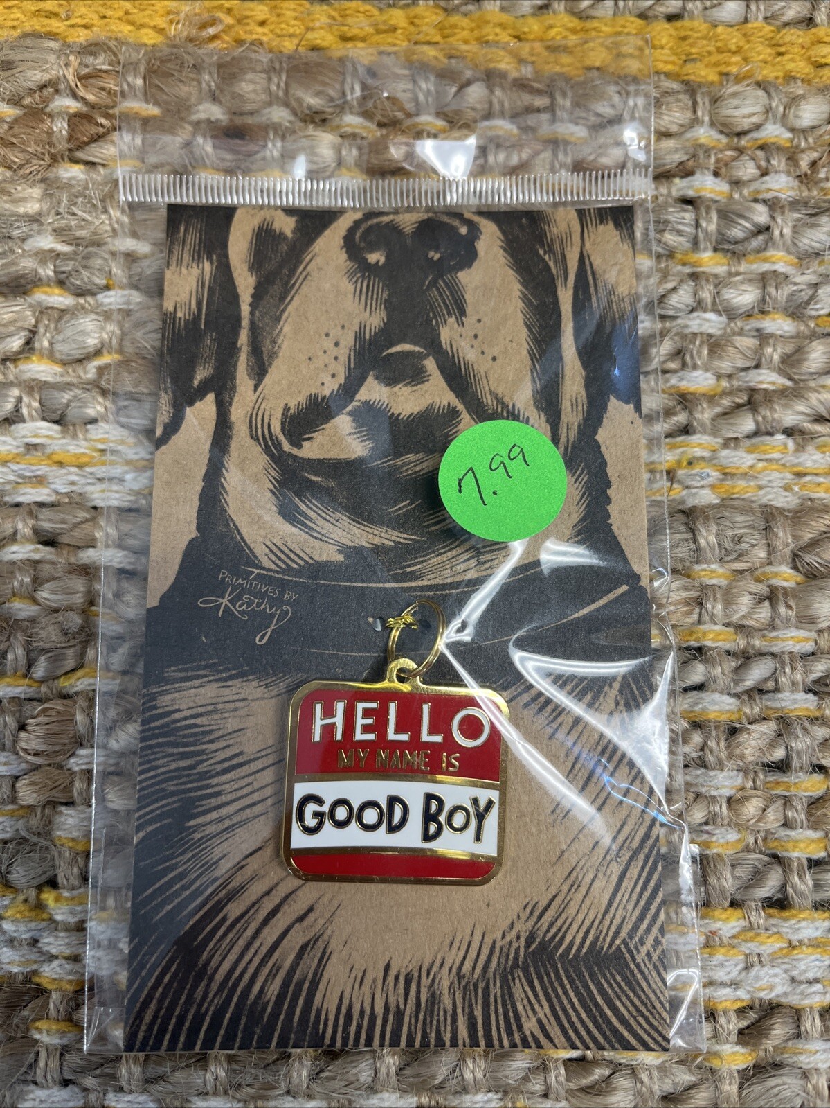 Dog Collar Charm Hello My Name Is Good Boy Doggie Couture PRIMITIVES BY KATHY