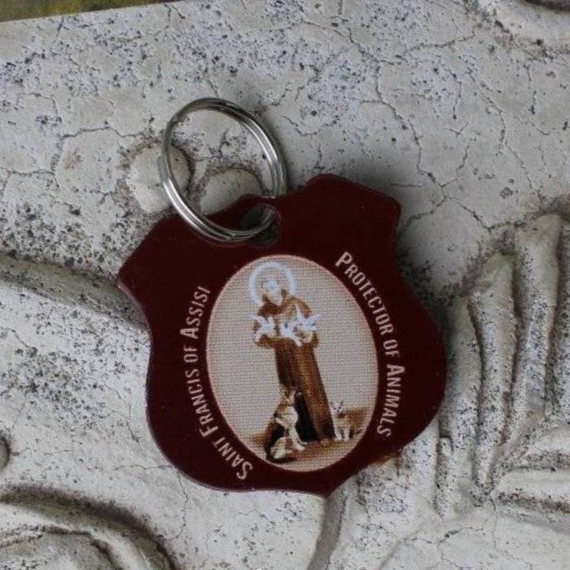 Pet Medal Tag Charm Cat Dog St. Francis Assisi Protector Of Animals Prayer Card