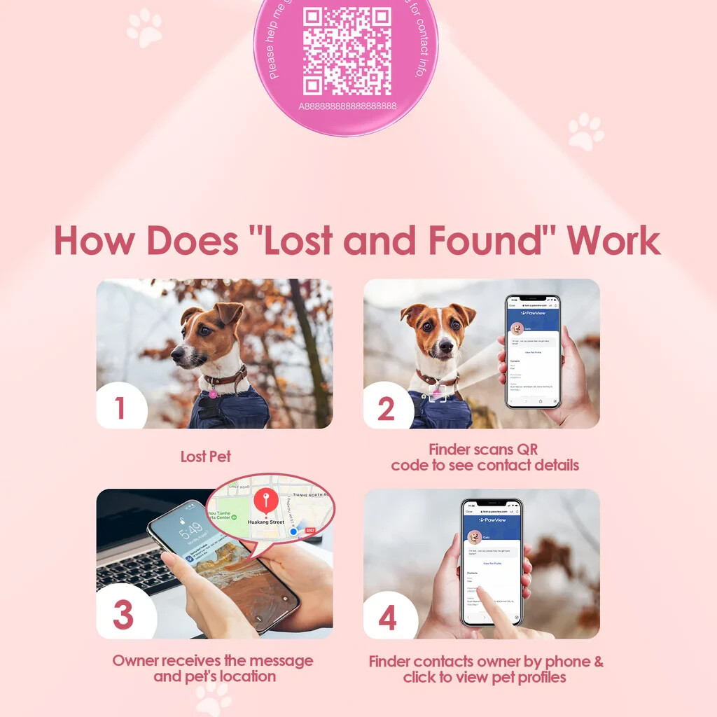 NFC QR Code Pet ID Tag, Silicone Silent Dog & Cat Name Tag, Personalized Pet Tag
